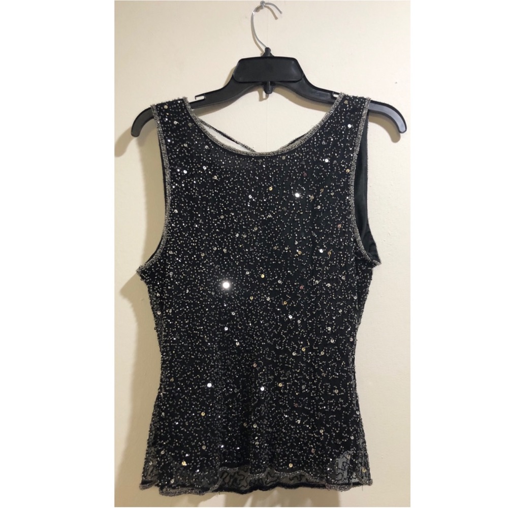 Vintage Stenay silk and beaded open back tank XL